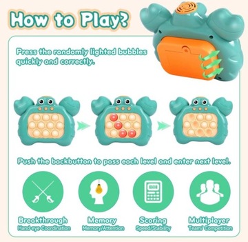 ЭЛЕКТРОННАЯ ИГРУШКА ДЛЯ ДЕТЕЙ POP IT АНТИСТРЕСС НАВЫК КРАБ