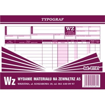 DRUK SAMOKOPIUJĄCY WZ A5 80 KARTEK TYPOGRAF