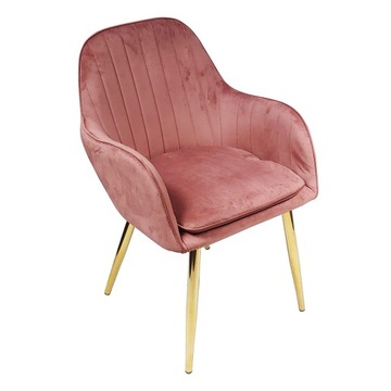 Fotel Floryda Gold Velvet różowy welur nogi złote