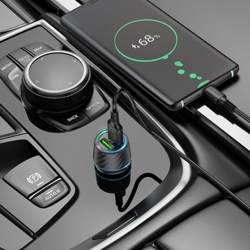 2 автомобильных зарядных устройства Borofone USB 36 мА с кабелем типа C FAST