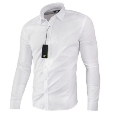 KOSZULA MĘSKA BIAŁA KLASYCZNA Slim Fit TALIOWANA GŁADKA ROZMIAR M