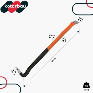 КОВАННЫЙ ПЕРВИЧНЫЙ ГВОЗДОТЪЕМНИК 600 ММ СТРОИТЕЛЬНЫЙ ДВУХСТОРОННИЙ СТАЛЬНОЙ ПОЛОВИНА БРЕШКИ