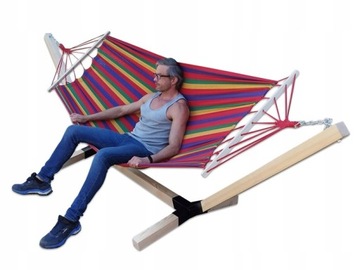 ZESTAW STELAŻ + HAMAK DWUOSOBOWY komplet przenośny - COMFORT ZONE do 300 KG