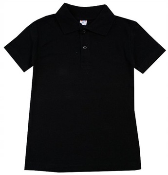 POLO POLÓWKA T-SHIRT KOSZULKA CZERŃ 134-140 J134E