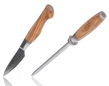 NÓŻ DO WARZYW 8,9cm + OSTRZAŁKA BAGNETOWA KOHERSEN PROFESSIONAL OLIVE WOOD