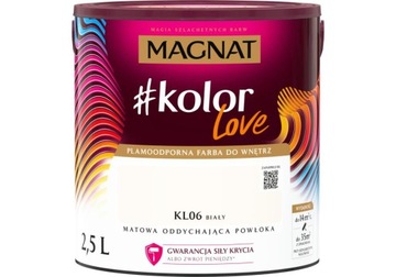 Farba plamoodporna #kolorLove biały 2,5 L MAGNAT