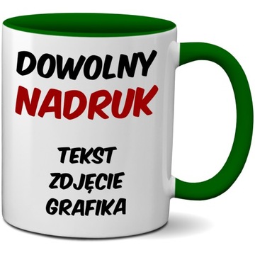 KOLOROWY KUBEK Z NADRUKIEM - ZIELONY - FOTOKUBEK