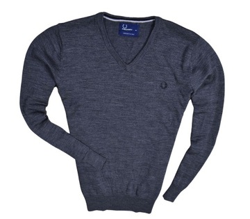 FRED PERRY Merino Wool Sweter Męski Szary / M