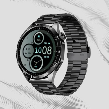Smartwatch Zegarek Męski Rozmowy Menu Polskie Amoled Kroki Czarny Gratis