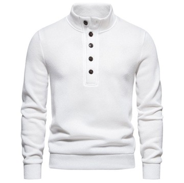 Męski sweter z golfem i guzikami Moda Klasyczna bluza sportowa