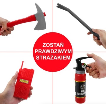 STRÓJ KOSTIUM PRZEBRANIE STRAŻAK CZERWONY KASK AKCESORIA 98/104 balovelove