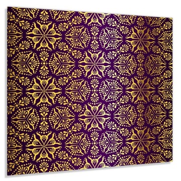 Szkło hart 60x50 Złoty ornament na fioletowym tle