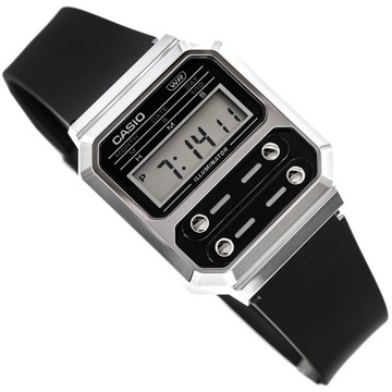 HODINKY CASIO A100WEF-1AEF VINTAGE STRIEBORNÁ DÁTUMOVKA STOPKY ALARM