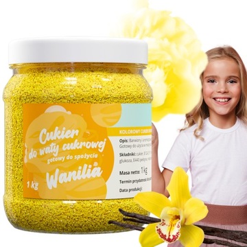 Kolorowy CUKIER DO WATY CUKROWEJ 1kg WANILIOWY