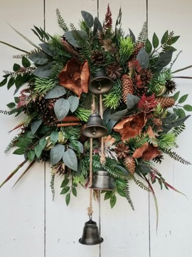 Wianek wieniec stroik DUŻY 50cm DZWONECZKI bożonarodzeniowy świąteczny