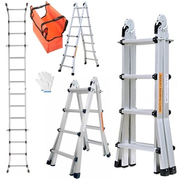 Drabina Teleskopowa Składana Aluminiowa Przegubowa Wzmacniana 3,9M 2x3x4