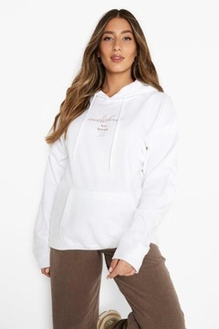 BOOHOO DC1 BIAŁA CIĄŻOWA BLUZA DAMSKA XL