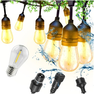 GIRLANDA OGRODOWA Lampki 10m LED Świetlna 230V Łańcuch WODOODPORNA 10x E27