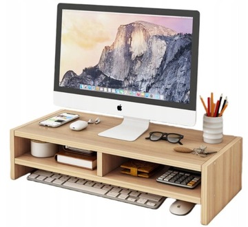Półka podstawka pod monitor drewniana