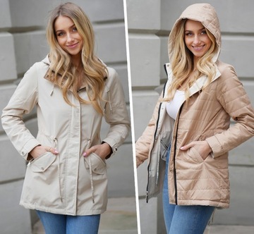 ПАРКА ДВУСТОРОННЯЯ ВЕСНА В РЕЗИНКУ Куртка с капюшоном 3 ЦВЕТА Transitional XL
