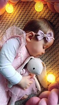 Детский ободок с бантиком, пудрово-розовый