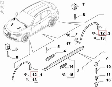 Штифт крышки крыла Alfa Romeo Stelvio OE