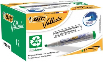 BIC ZESTAW MARKER SUCHOŚCIERALNY VELLEDA ZIELONY ŚCIĘTY ALKOHOLOWY x12