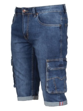 Krótkie spodnie męskie jeans bojówki W:33 88 CM spodenki