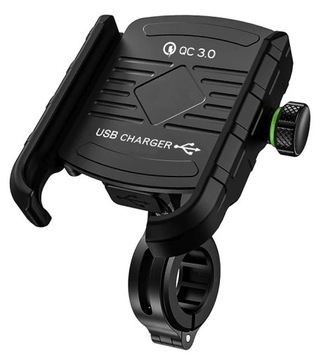 MOTOCYKLOWY UCHWYT DO NAWIGACJI USB QC 3.0 ALU