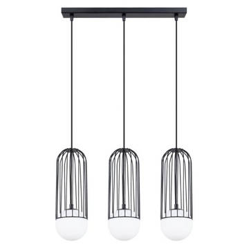 Lampa wisząca BRINA 3L czarna/stal rozproszone światło do jadalni salonu