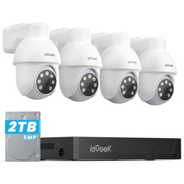 ZESTAW MONITORINGU WiFi 5MPx POE 2TB 4 KAMERY PREMIUM BEZPRZEWODOWE KOMPLET