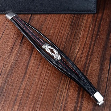 МУЖСКОЙ КОЖАНЫЙ БРАСЛЕТ ЧЕРНЫЙ, МАГНИТНЫЙ ЗАЖИМ, ШИРОКАЯ СТАЛЬ