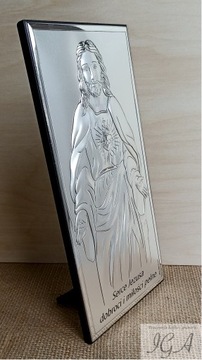 XXL серебряное изображение Иисуса с открытым сердцем, гравировка