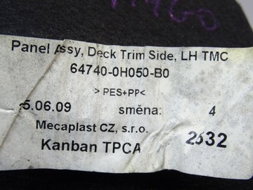 БОКОВАЯ КРЫШКА БАГАЖНИКА PEUGEOT 107 CITROEN C1 TOYOTA AYGO 2005-2014 гг.