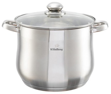 Garnek Stalowy Gastronomiczny Kociołek Srebrny 34CM 23L KlönBerg