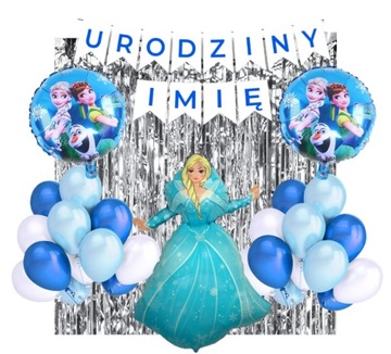 Zestaw Frozen Kraina Lodu Elsa Baner Urodziny Imię