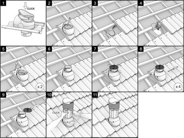 Вентиляционный камин 125 мм для вентиляции Parotec для Braas Baltic S - антрацита плитка