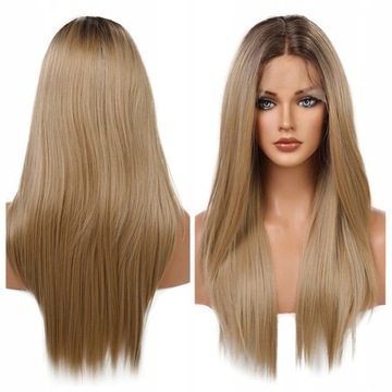 PERUKA blond długie włosy LACE FRONT jak naturalne