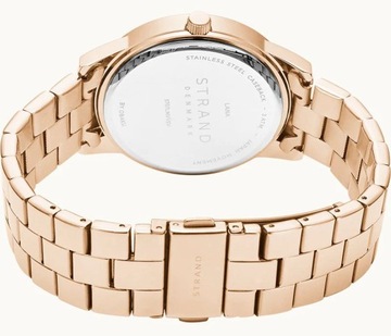 Klasyczny zegarek damski na bransolecie Strand Denmark Różowe złoto GRAWER