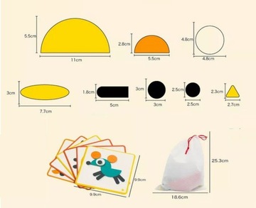 DREWNIANE PUZZLE KLOCKI UKŁADANKA MONTESSORI A2