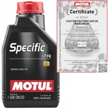 MOTUL SPECIFIC 17 FE 0W20 C5 RENAULT RN17 FE 1L
