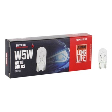 Żarówka W5W 24V 5W T10 Homologacja Kpl. 10Szt.
