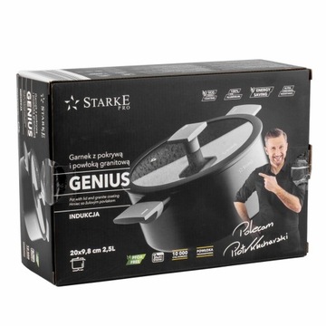 Кастрюля, гранитное покрытие, ИНДУКЦИОННАЯ кастрюля Genius 2,5л с крышкой Starke Pro