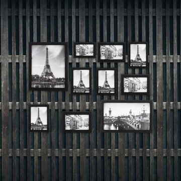 НАБОР МУЛЬТИРАМА ИЗ 10 ФОТОРАМОК ЧЕРНАЯ РАМКА МУЛЬТИ ФОТОГАЛЕРЕЯ КОЛЛАЖ