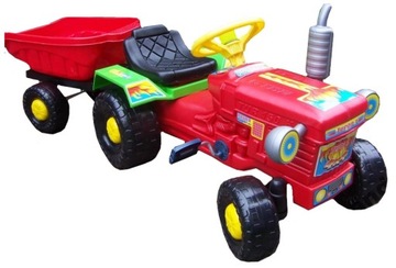 POLSKIE TRAKTORY NA PEDAŁY+PRZYCZEPA +WIELKIE KLOCKI +KASK +ŁOPATA