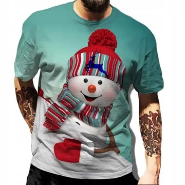 Santa Claus Pattern Men's T-shirt Elk Print Man Sh