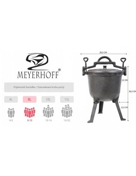 Отдельностоящий казан ЧУГУННЫЙ Hunting Pot 8л Meyerhoff - Эмалированный
