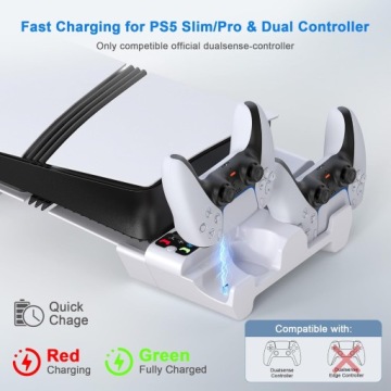 Охлаждающая станция для PS5 Slim/Pro Горизонтальная подставка Controller Charging Dock