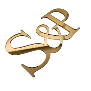 Золотое зеркало ИНИЦИАЛЫ для свадебного торта, украшение бока торта инициалами