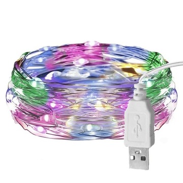 LAMPKI LED ŚWIĄTECZNE ŁAŃCUCH GIRLANDA CHOINKA USB 100led 10m RGB